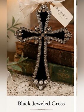 Source Unknown Black Jeweled Cross Wall Accent